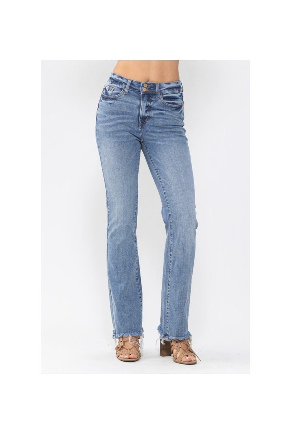 High Waisted Double Button Bootcut