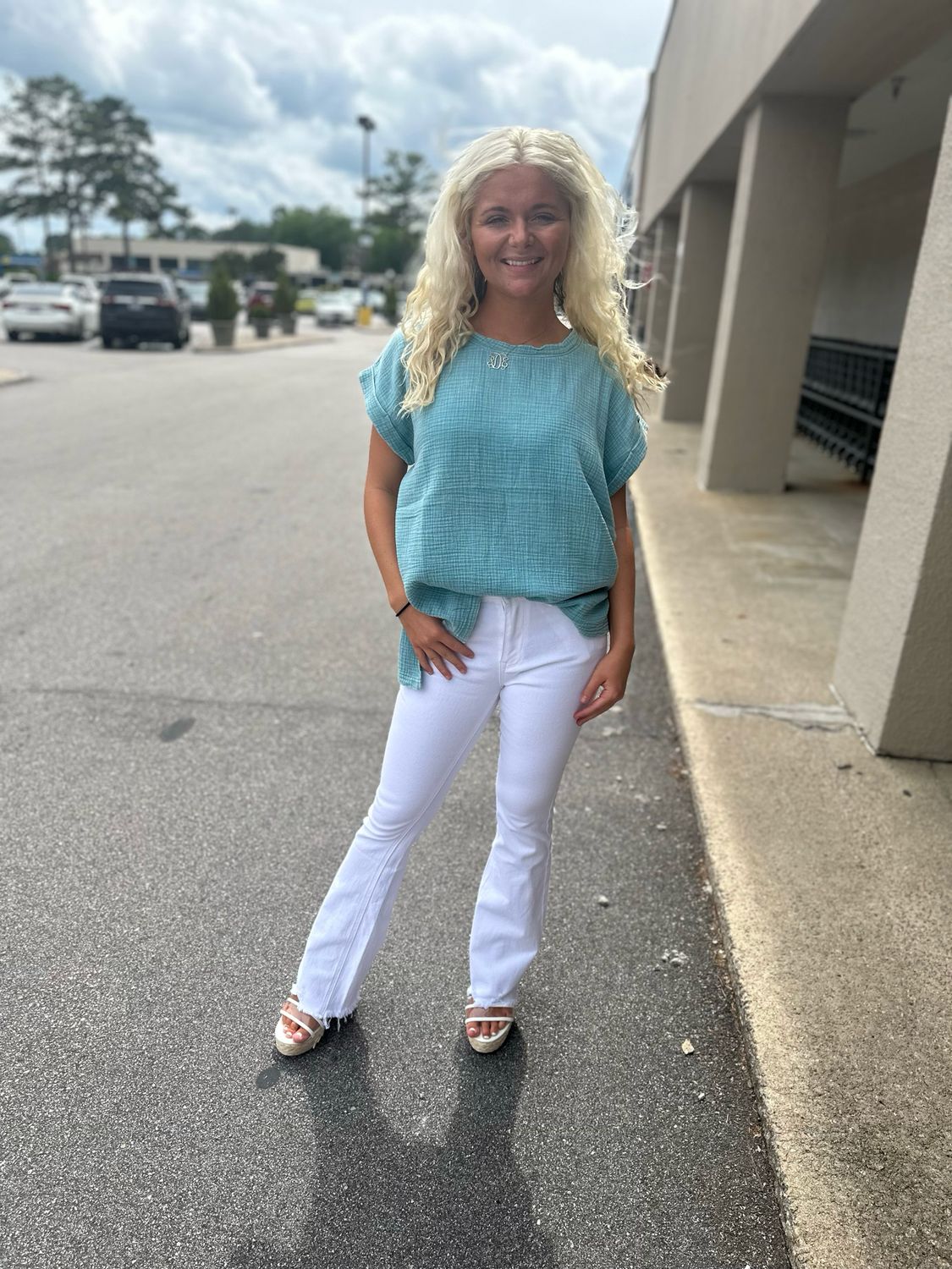 Acid Wash Gauze Top