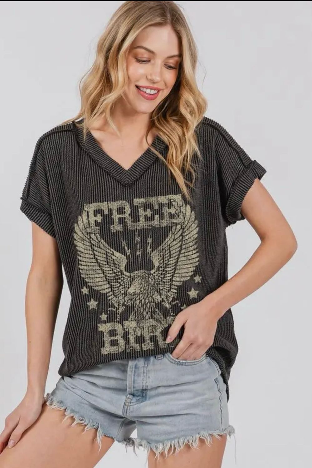 Ribbed Free Bird Vintage Tee
