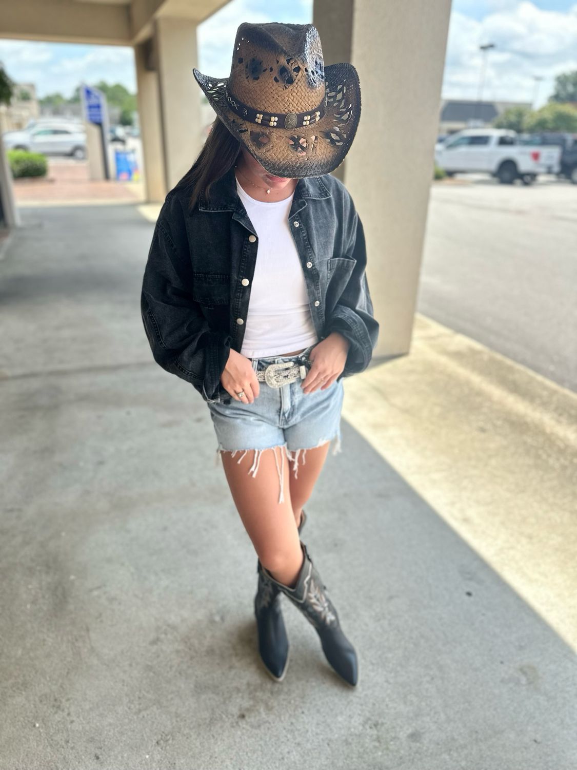 Riding into the Night Denim Shacket