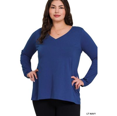 Plus Cotton V-Neck Tee