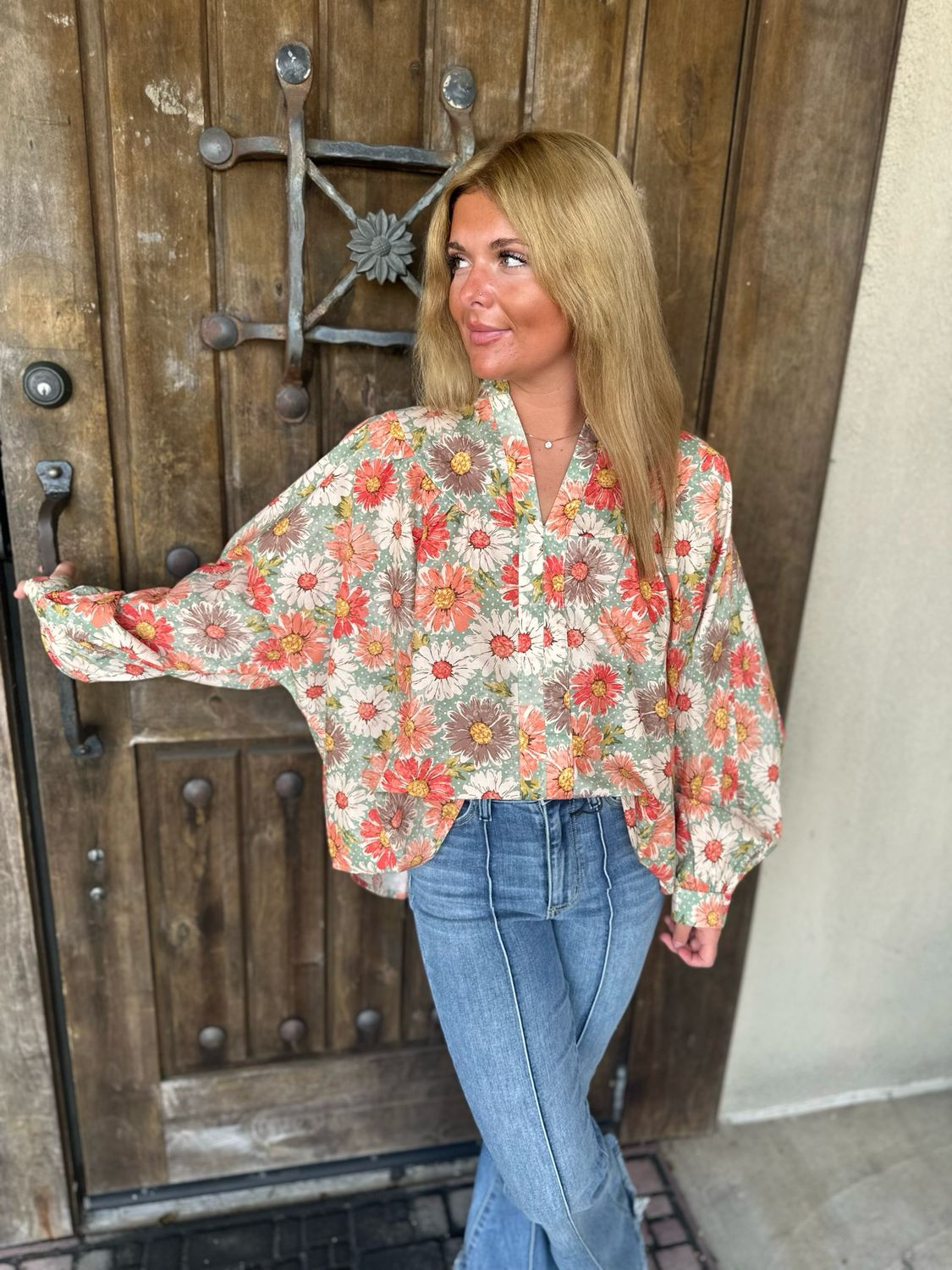 Vintage Floral Print Top