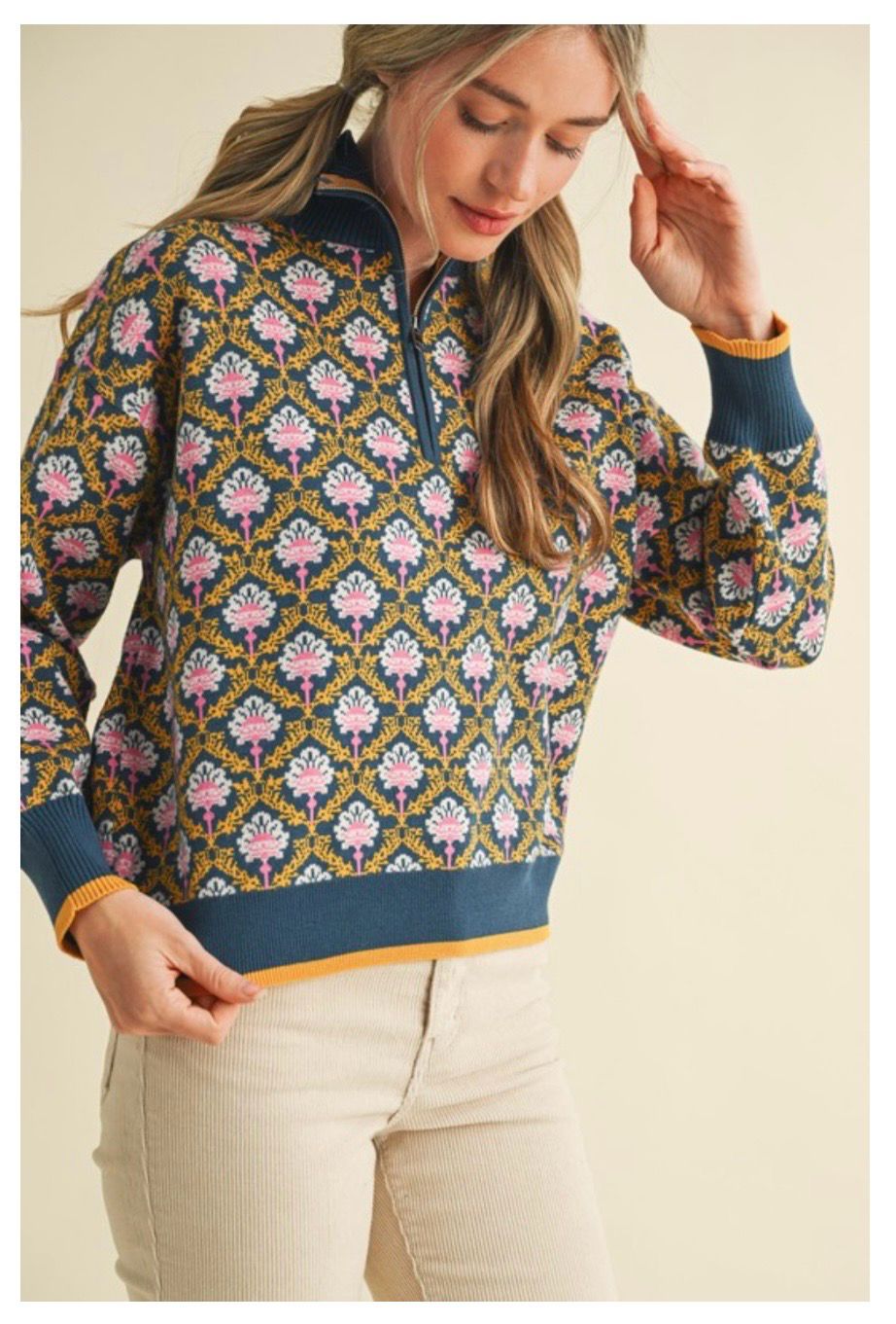 Multi Blue Peacock Sweater