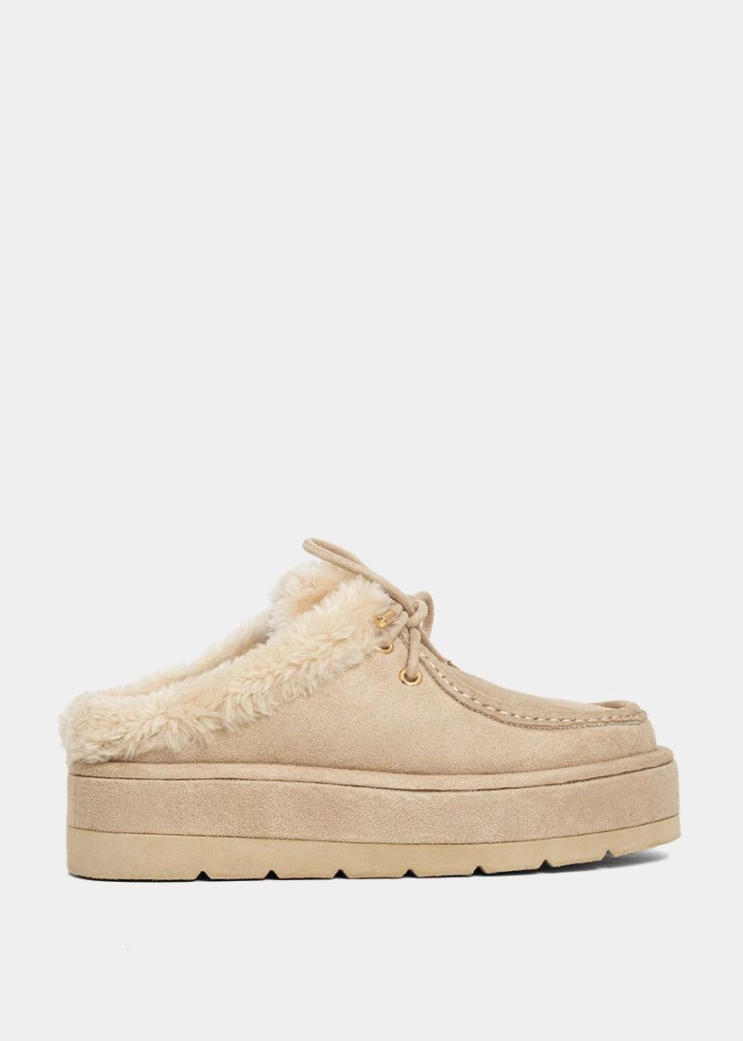 Shu Shop Tulsa Bone Suede Platform Slide