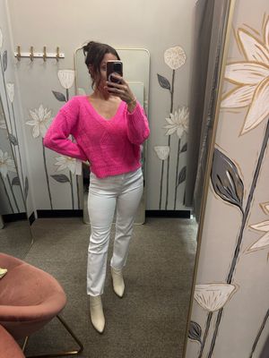 Twisted Pink Open Knit Sweater