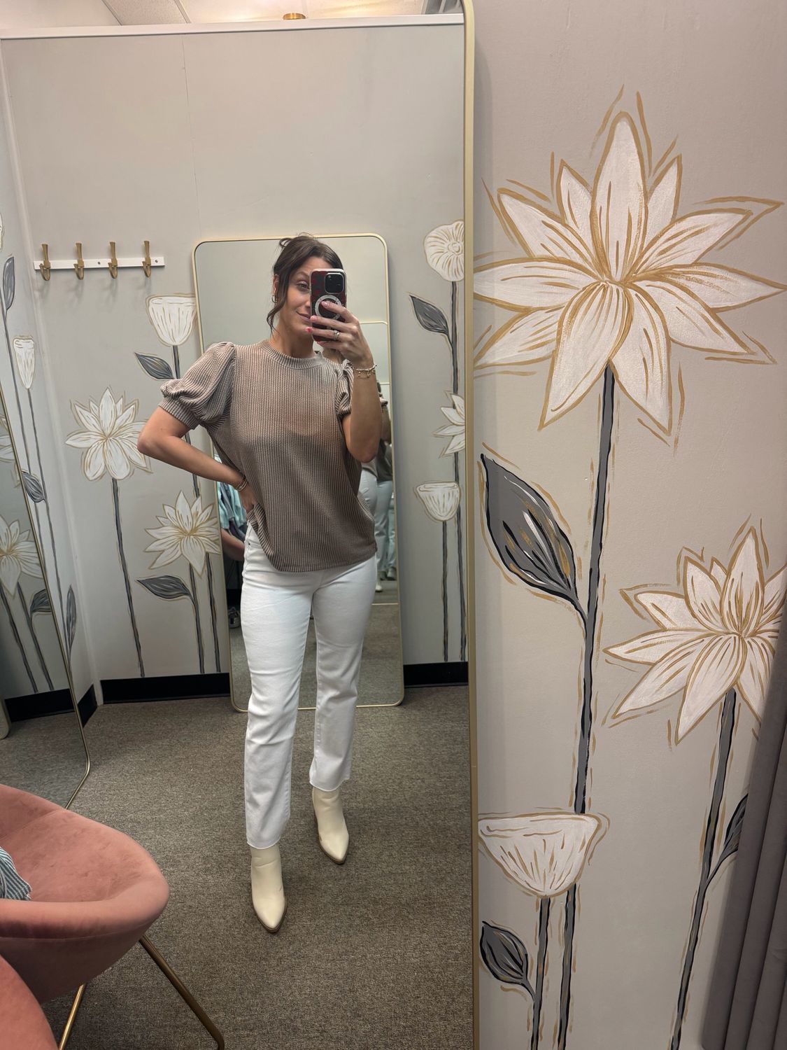 Raised Ribbed Puff Sleeve Top