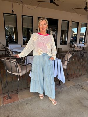 Tiered Layers Chambray Pants