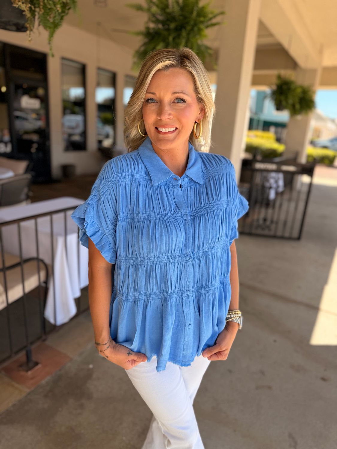 Washed Linen Bend Top