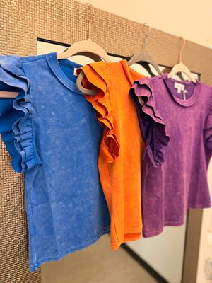 Mineral Washed Ruffle Top (Petite) 