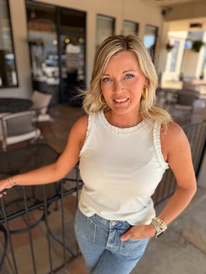 Ruffle Trim Cap Sleeve Top