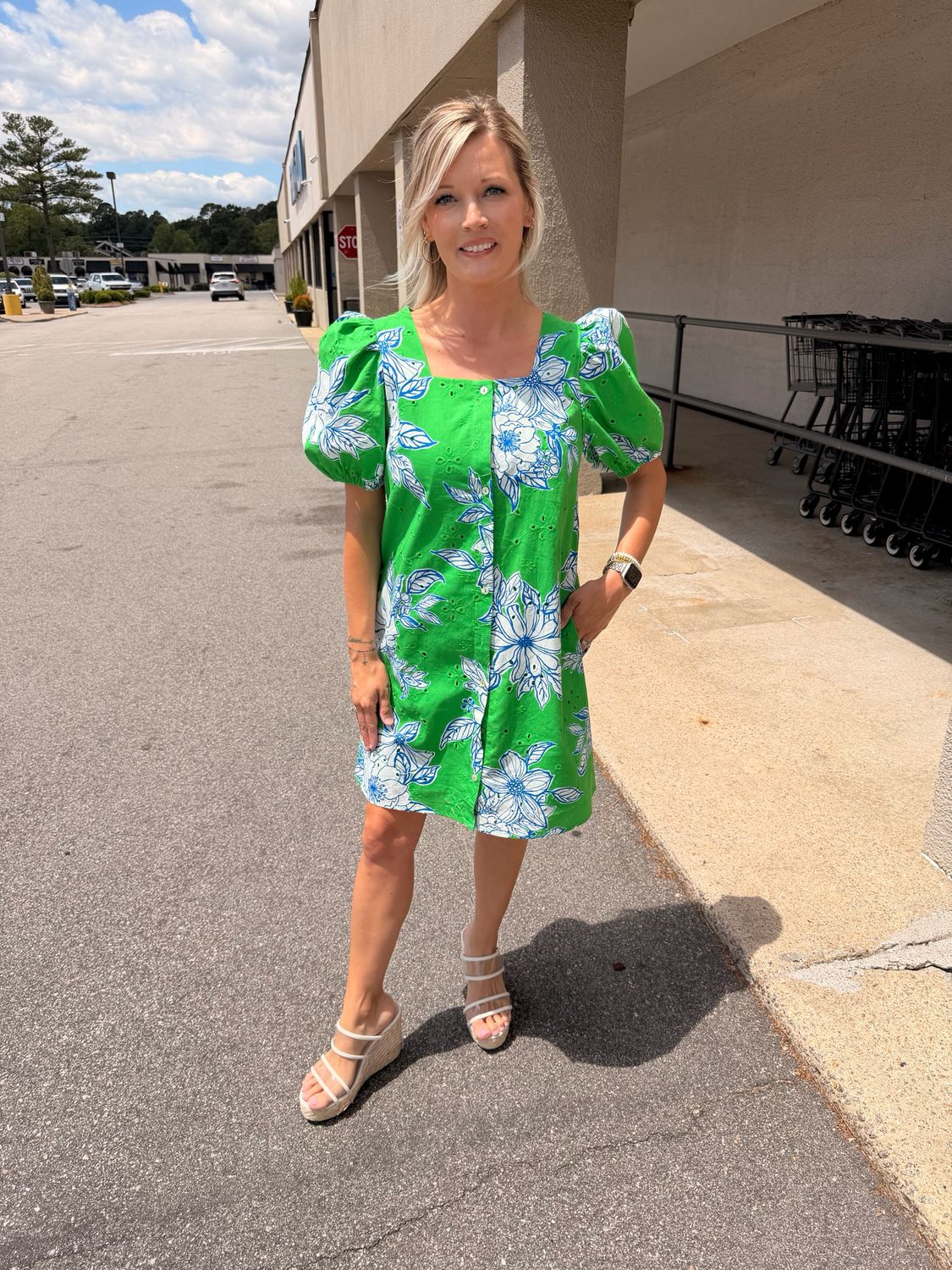 Jade Blossom Eyelet Dress