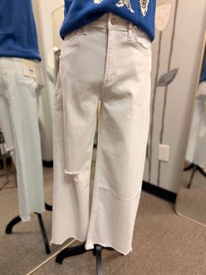 Optic White High Rise Cropped Denim