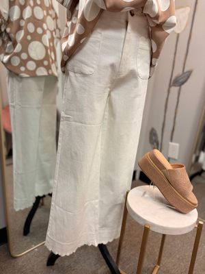 Scalloped Detail Cropped Denim