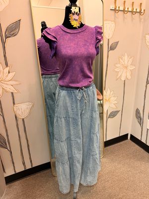Tiered Chambray Pants