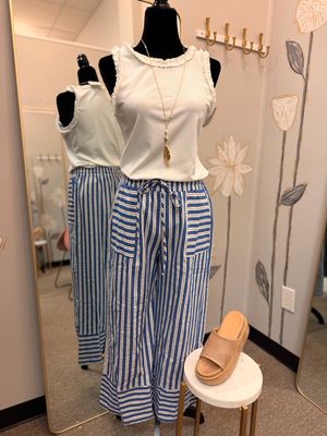 Woven Striped Wide Leg