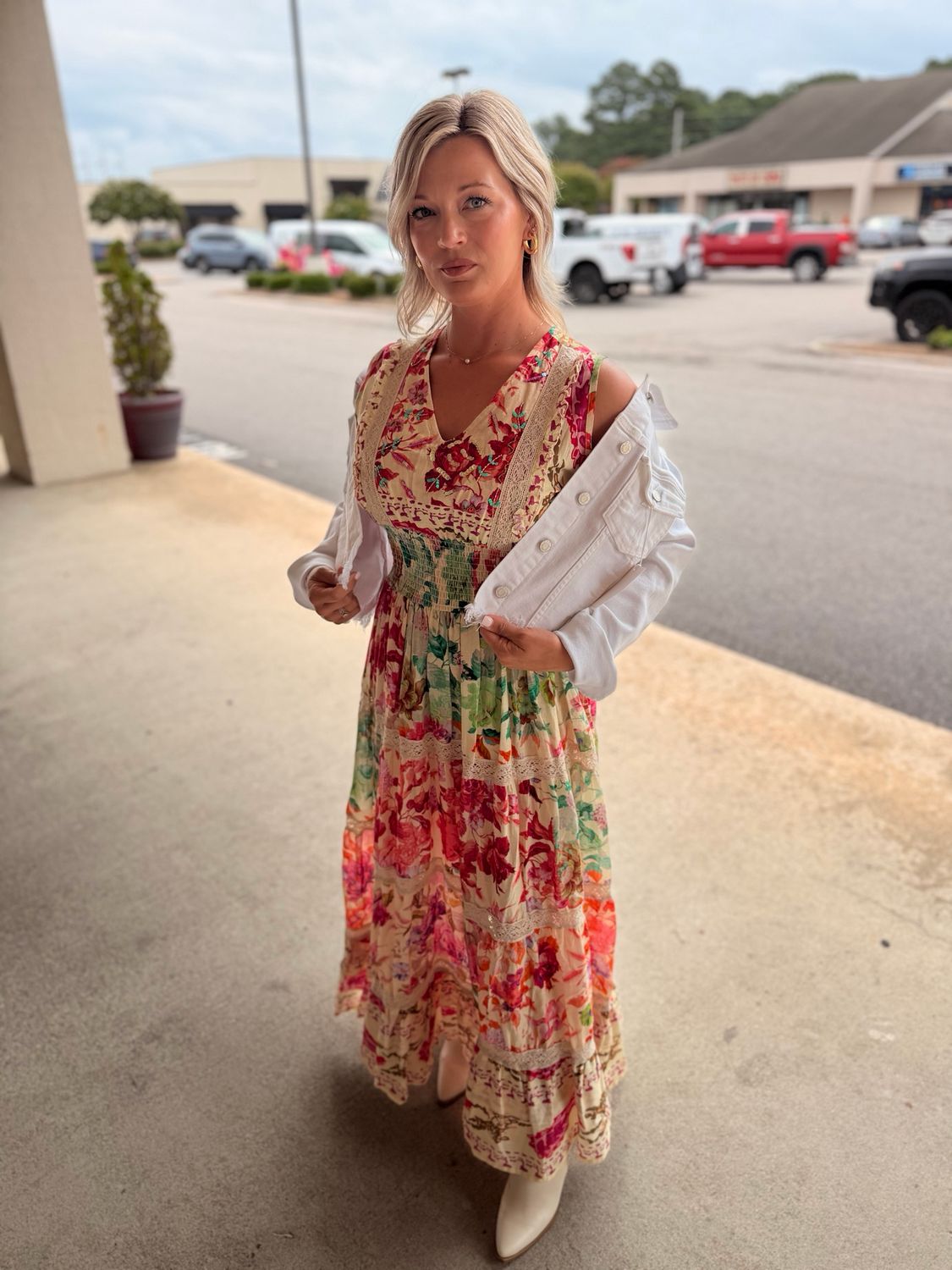 Feminine V-Neck Maxi
