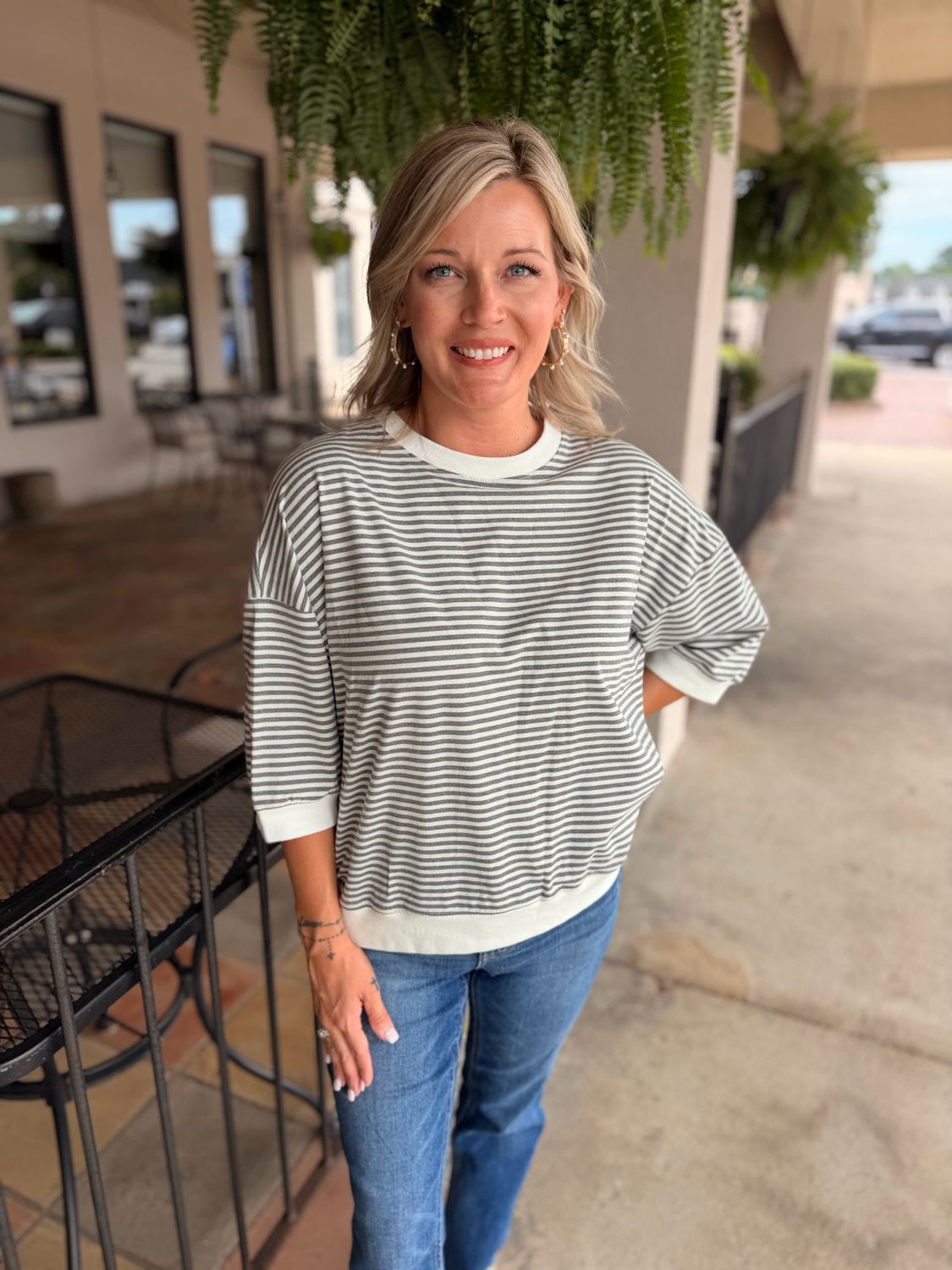 Striped Contrast Top