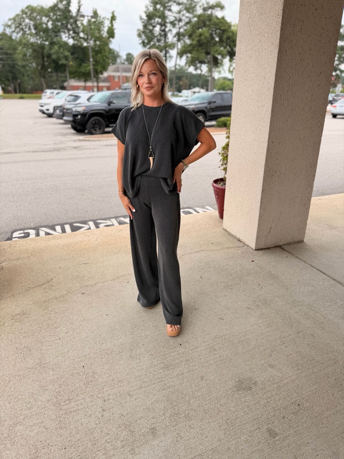 Raised Rib Relaxed Pant Set