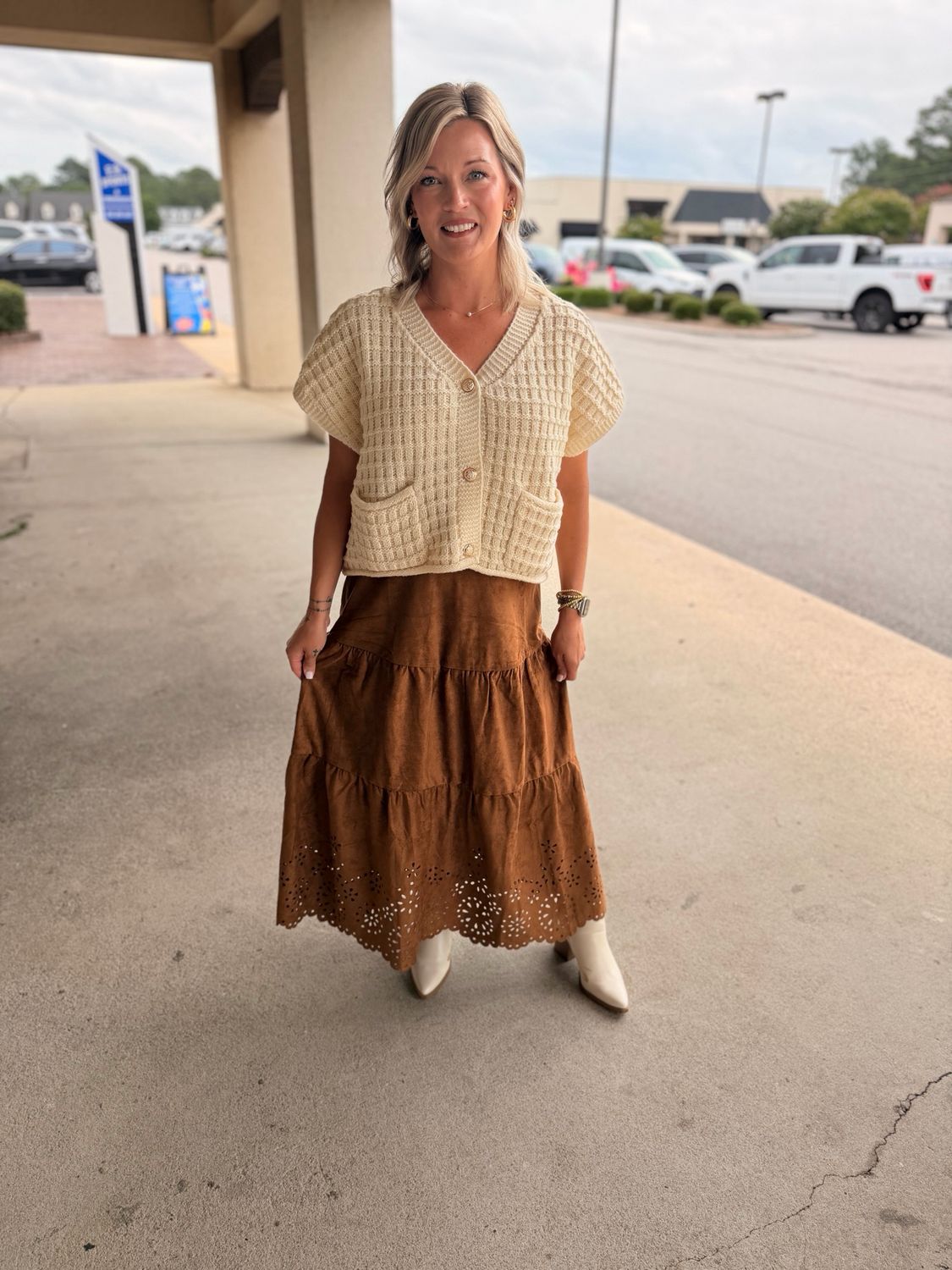 Faux Suede Midi Skirt