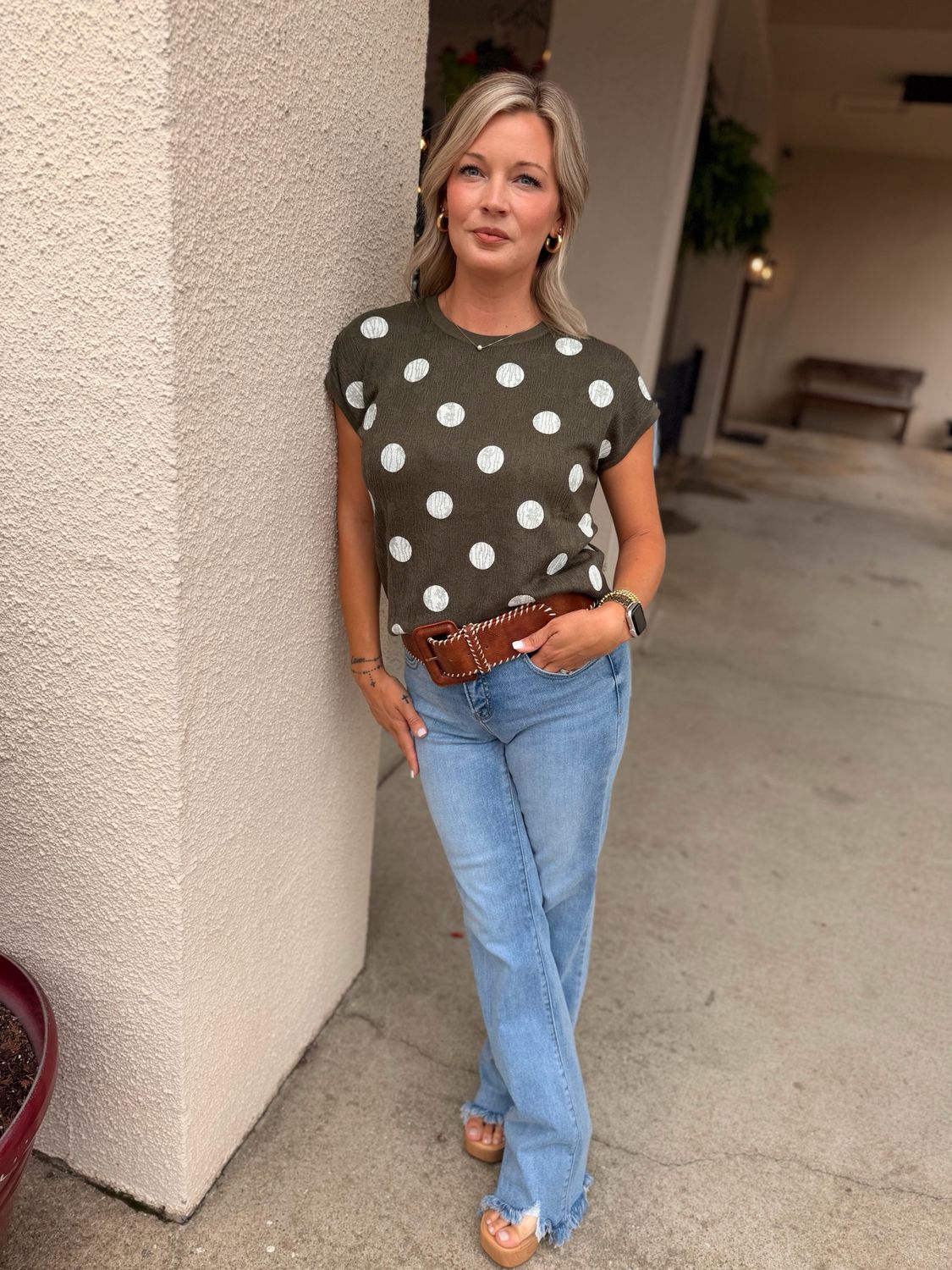 Olive You a Dot Knit Top