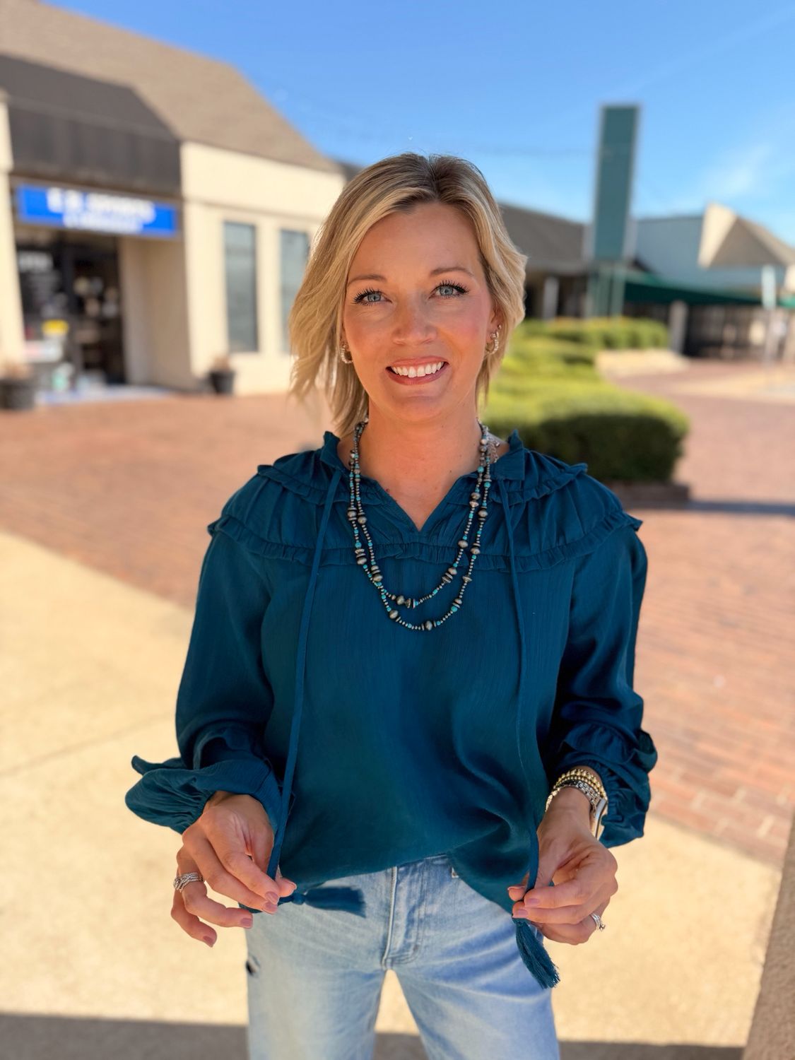 Textured Yoke Blouse 