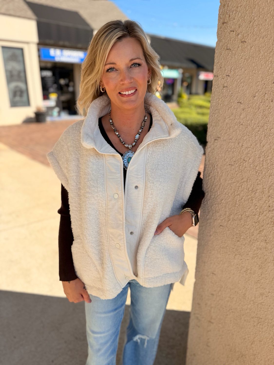 Fuzzy Ivory Vest