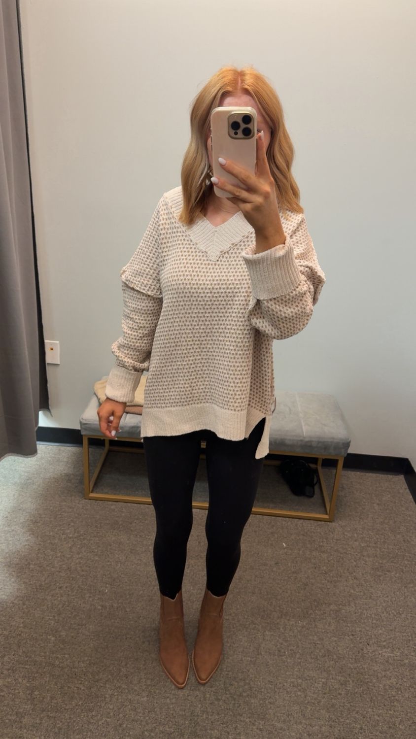 Contrast Stitch V Neck Sweater