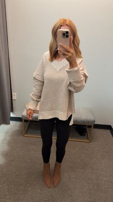 Contrast Stitch V Neck Sweater
