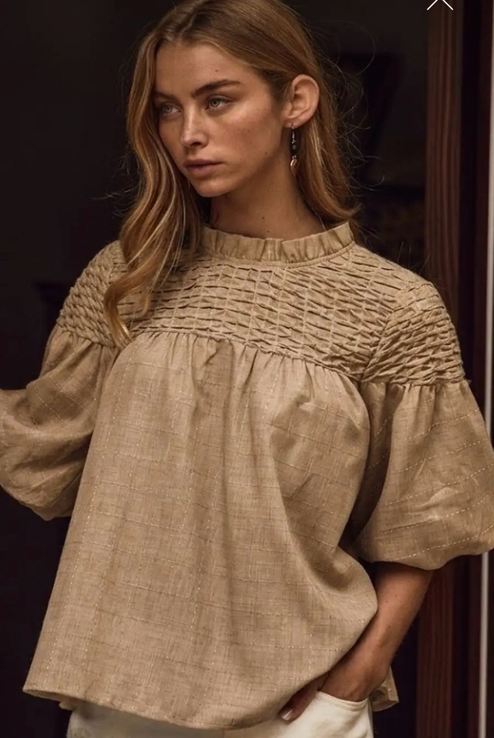 Hayride Honey Smocked Top
