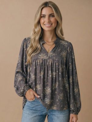 Mulled Wine Babydoll Top