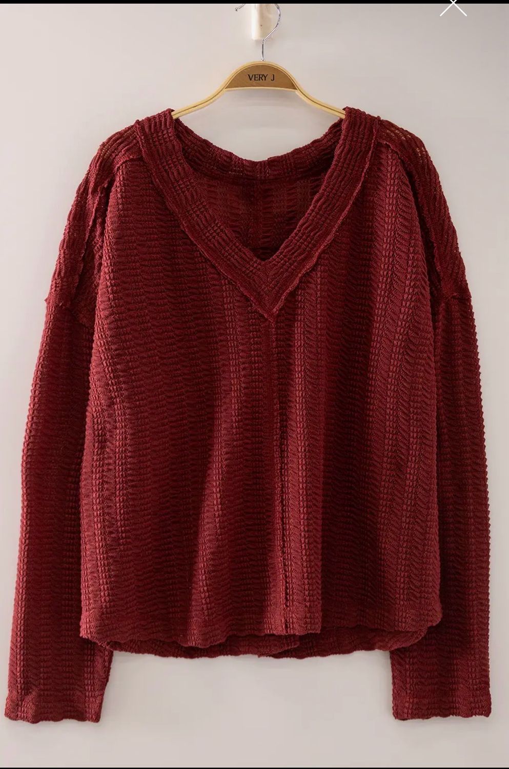 Open Weave V-Neck Top