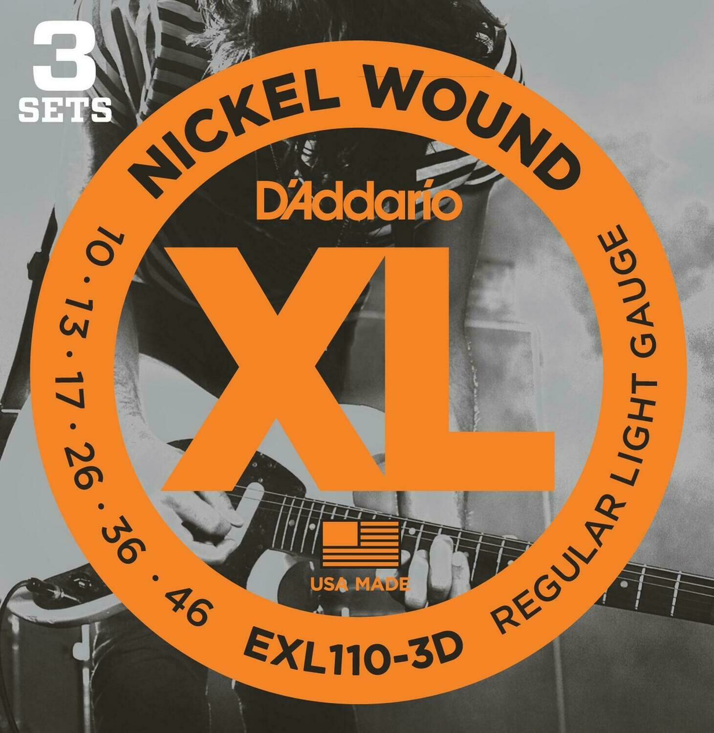 D'Addario XL Nickel Wound Electric Regular Light 3 Pack 10-46