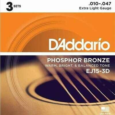 D'Addario Extra Light 3 Pack 10-47