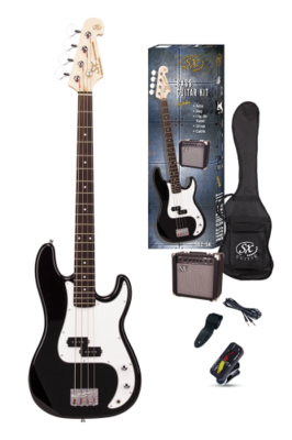 SX Electric Bass Guitar Pack PB Style W/15W AMP Black