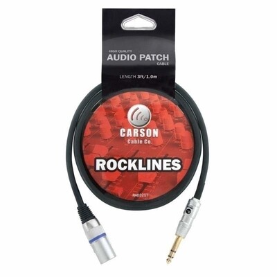 Carson RAD32ST 6.3 Stereo Jack Plug (M) to XLR (M) Mic/Audio Cable, 3 FT