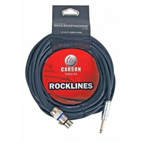 Carson ROM20H Rocklines 20FT/6M Mic/Audio Cable XLR (F) To Jack Plug (M)