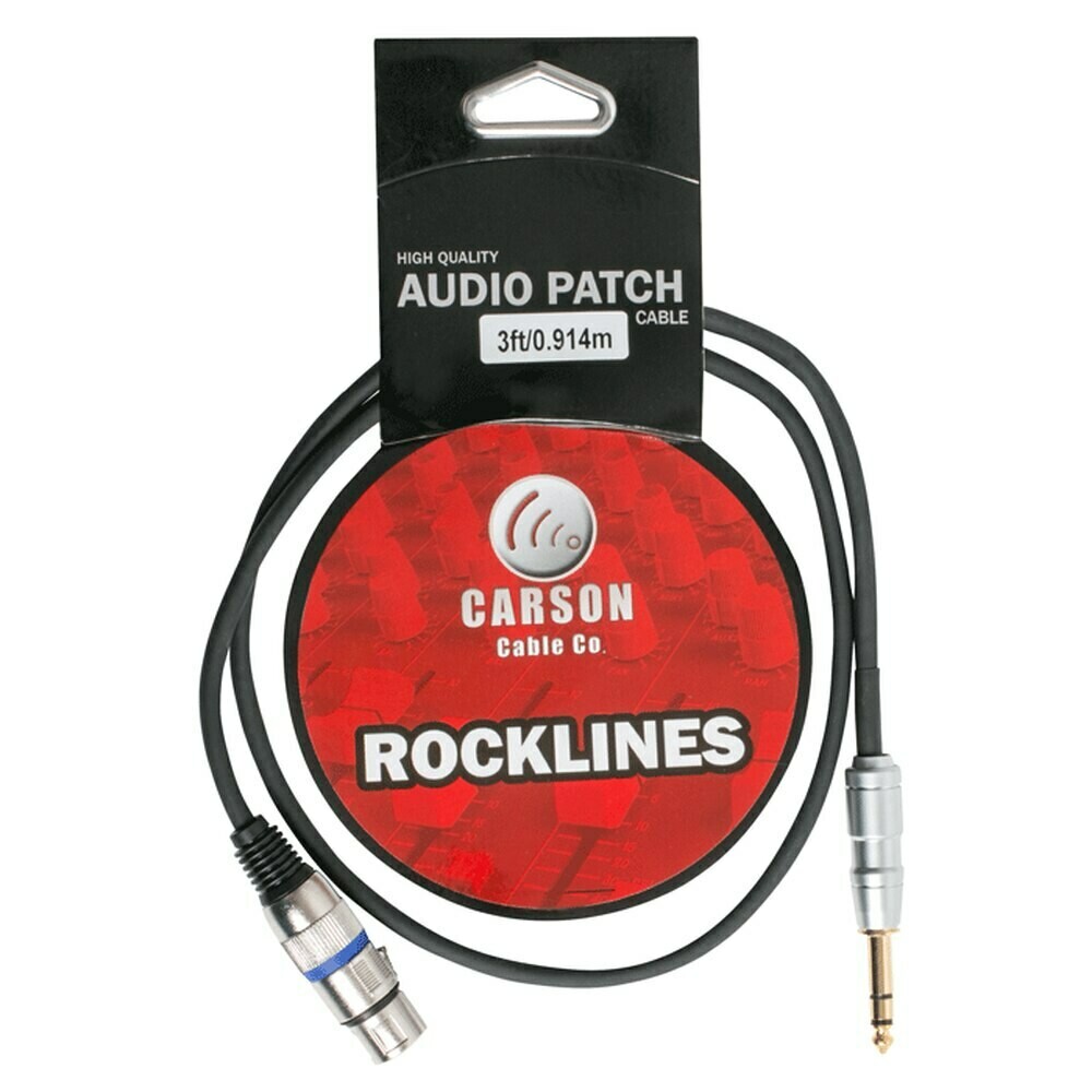 Carson Rocklines - Microphone audio lead 6.3mm stereo jack plug to XLR