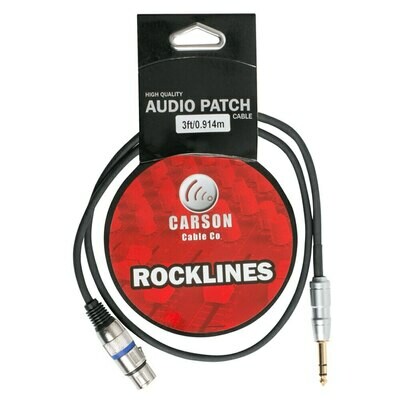 Carson Rocklines - Microphone audio lead 6.3mm stereo jack plug to XLR