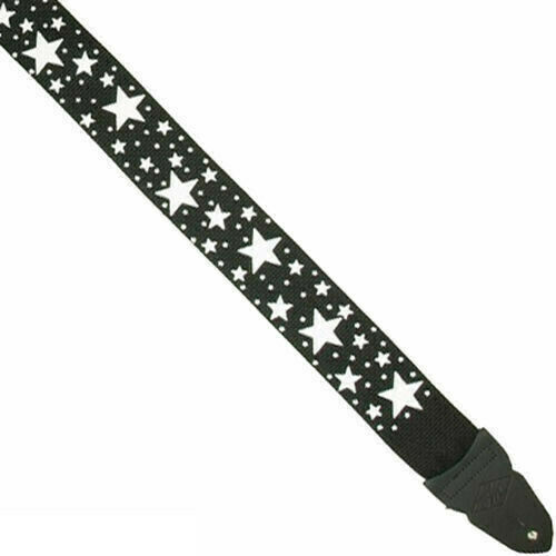 LM Guitar Strap Black and White Stars