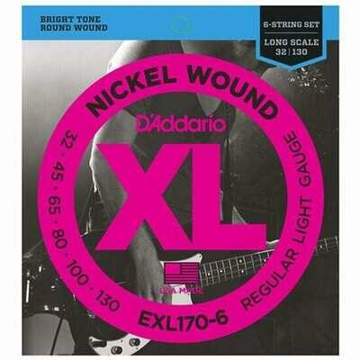 D&#39;Addario EXL170-6 6-String Nickel Wound Bass Strings - Light Long Scale (32-130)