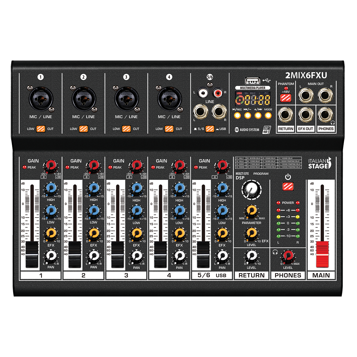 Italian Stage 2MIX6FXU 6-Channel Stereo Mixer