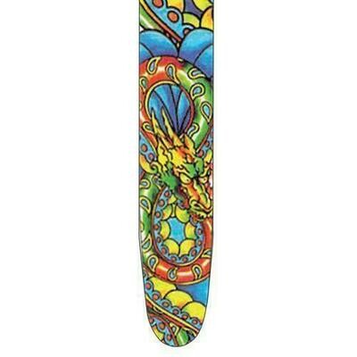Fretz &#39;Goth&#39; High Resolution Printed Leather Guitar Strap (Dragon &amp; Snake)