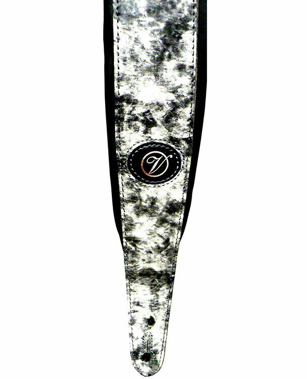 Vorson Grey &amp; White Suede Guitar Strap with Black Leather Backing