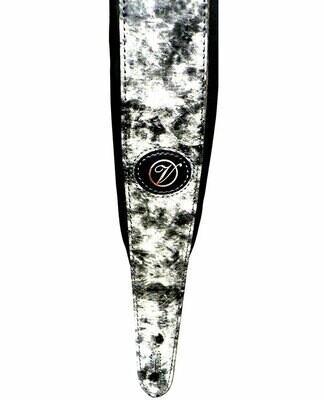 Vorson Grey & White Suede Guitar Strap with Black Leather Backing