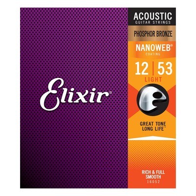 Elixir  Acoustic Guitar Strings Phosphor Bronze Nanoweb Custom Light 12-53 Elixir  Acoustic Guitar Strings Phosphor Bronze Nanoweb Custom Light 12-53
