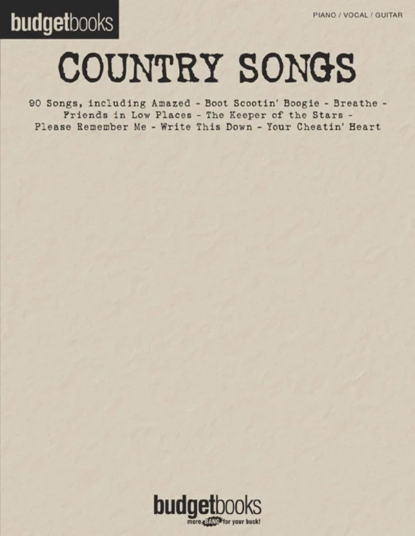 Country Songs for Piano, Voice Guitar by Budget Books