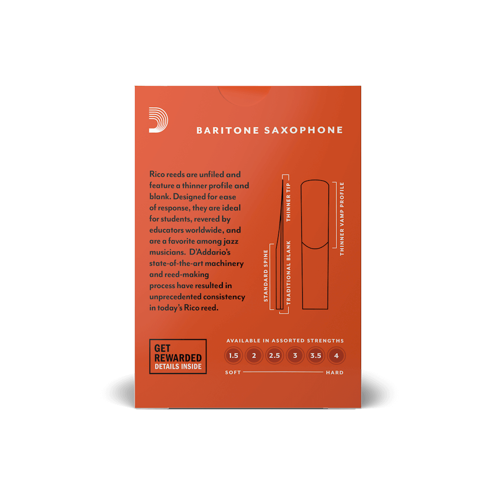 BARITONE SAX Reed 2.5 Single Rico by D&#39;Addario