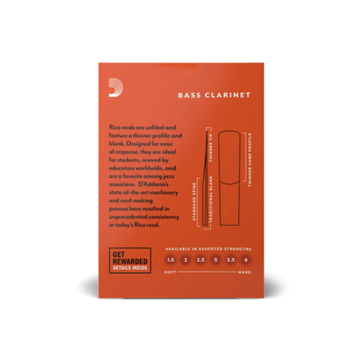 BASS CLARINET Reed 2.5 Single Rico by D&#39;Addario