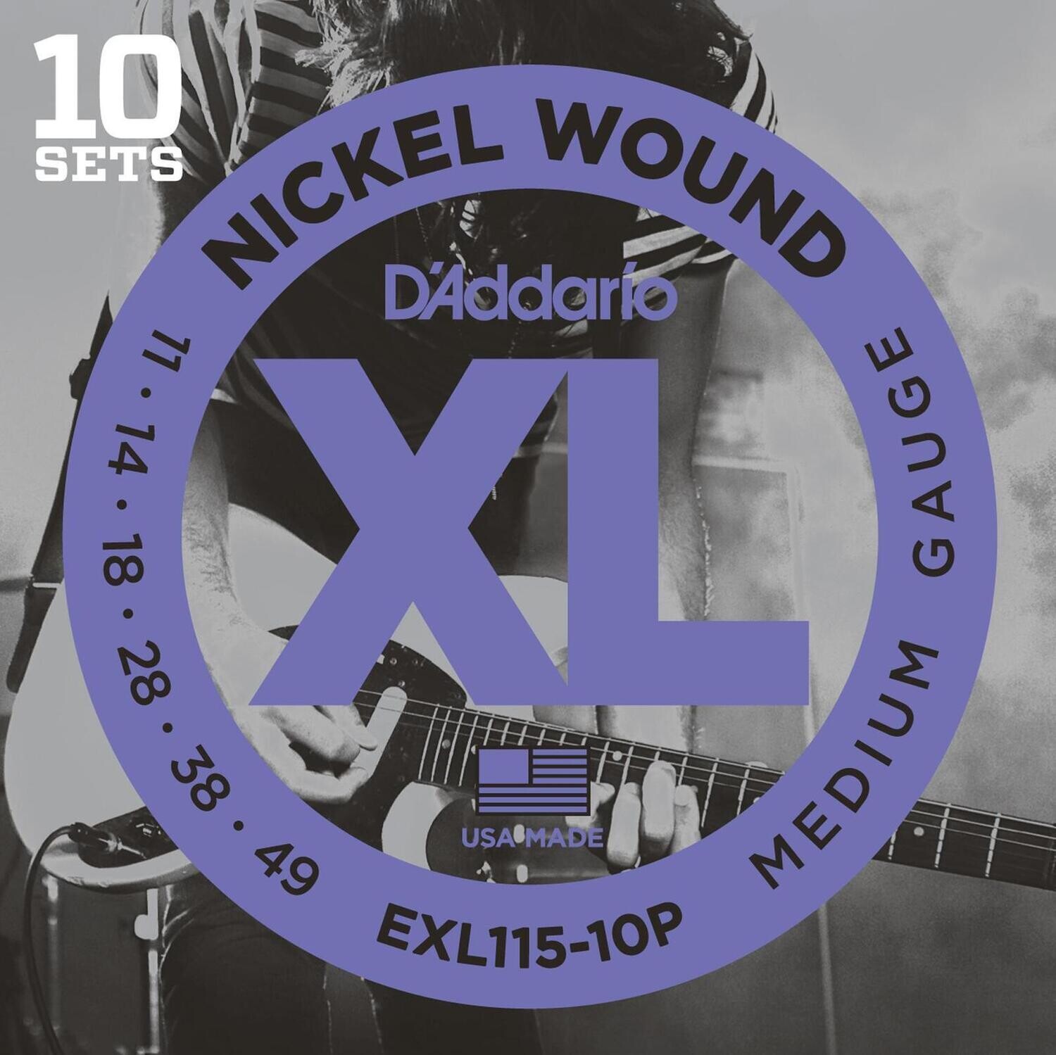 D'Addario XL Nickel Wound Electric Medium Set 11-49 10 pack