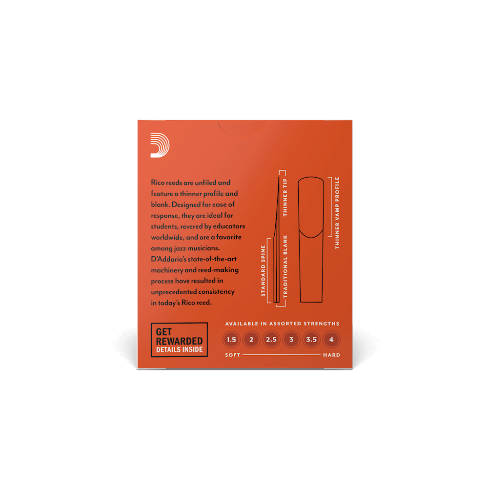 Bb CLARINET Reed 3.5 Single Rico by D&#39;Addario